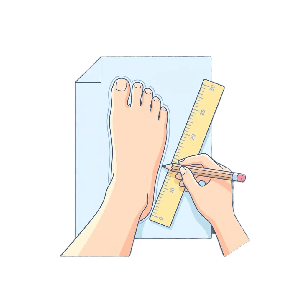 Illustration: measuring foot length for shoe size